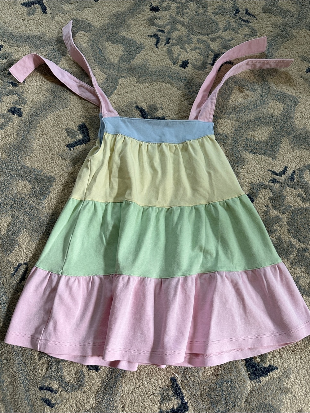 Pastel Tiered Sundress with Shoulder Ties